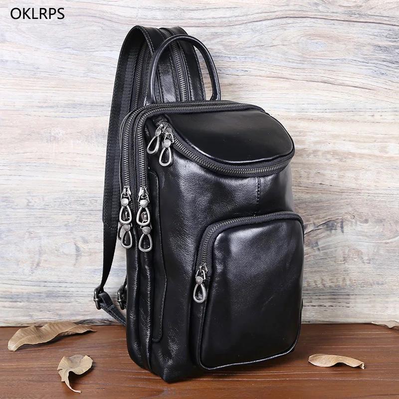 Sac de poitrine pour hommes, sac à bandoulière en cuir avec couche supérieure, sac à bandoulière déc