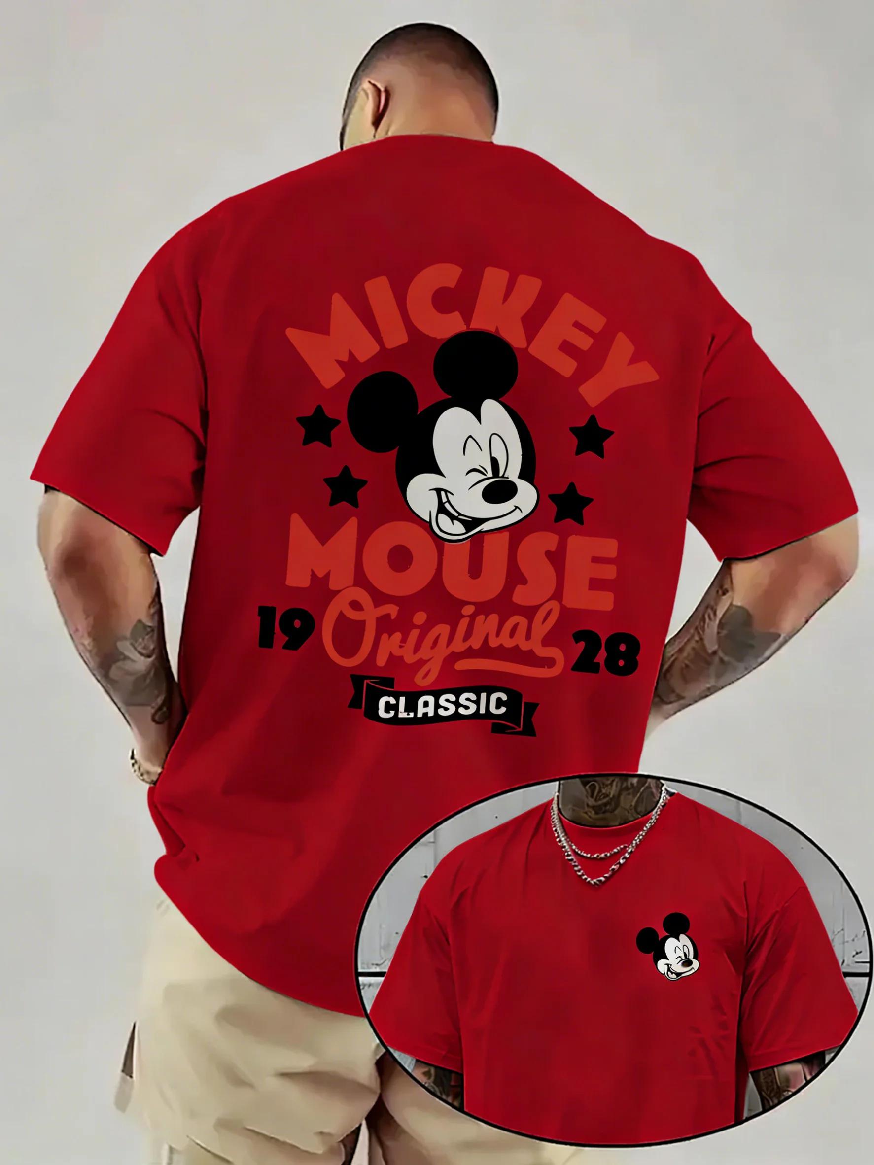 T-shirt imprimé Disney Mickey Mouse pour homme, tendance streetwear décontracté Y2K, manches courtes