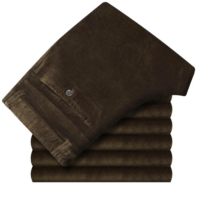 Pantalon en velours côtelé élastique pour homme, pantalon droit, pantalon épais, noir, affaires, déc
