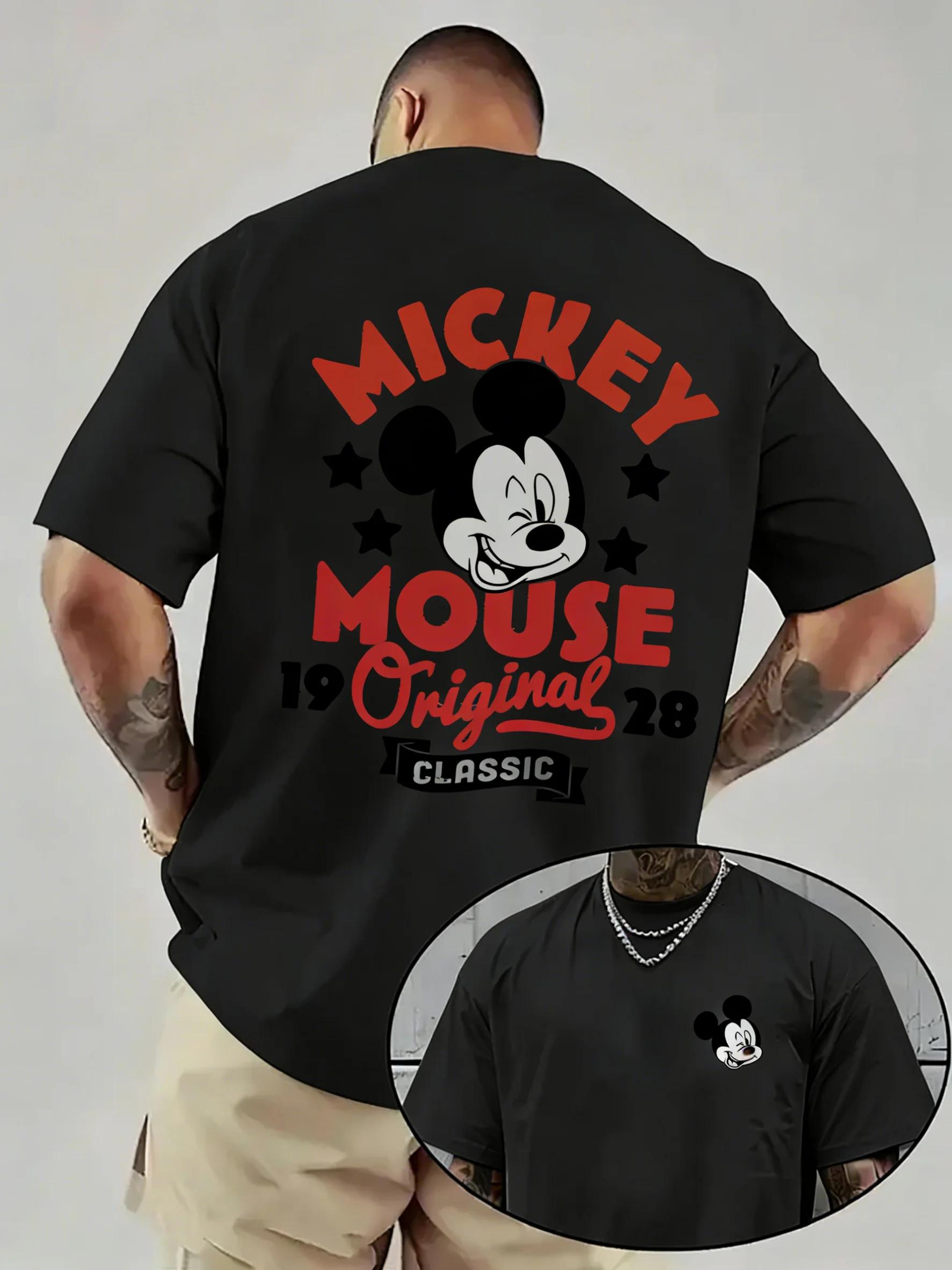 T-shirt imprimé Disney Mickey Mouse pour homme, tendance streetwear décontracté Y2K, manches courtes