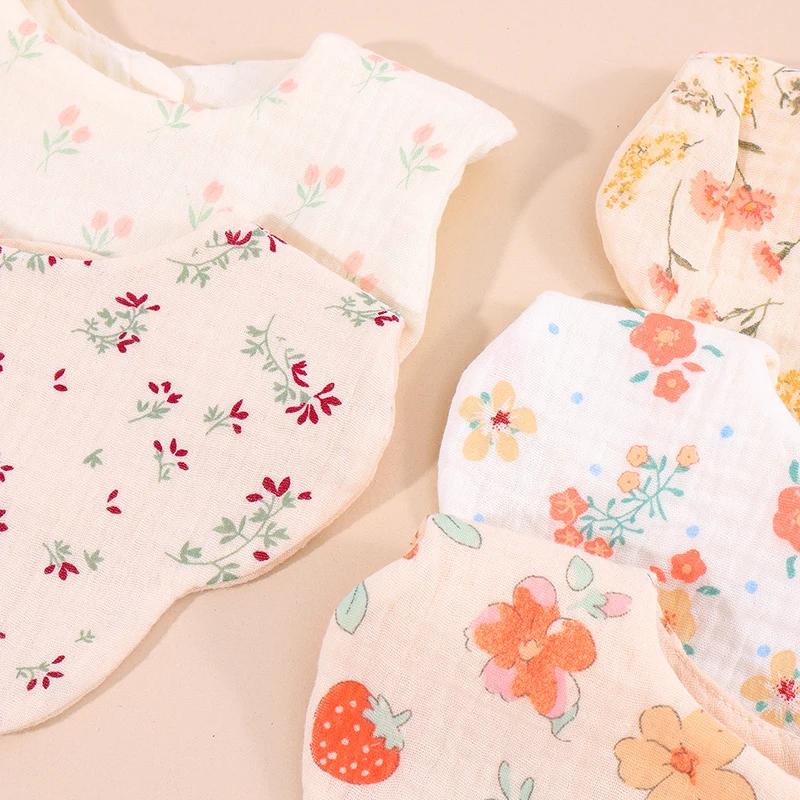Bavoirs bandana coréen 5 pièces coton pastoral floral - Serviettes salive bébé garçon fille nouveau-né