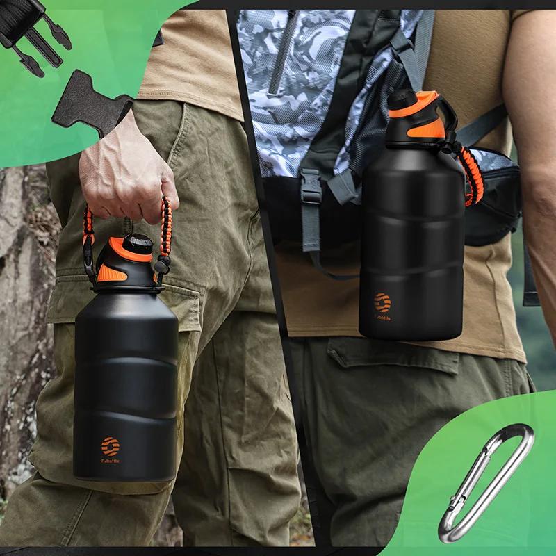 FEIJIAN Thermos bouteille 1,9L grande capacité en acier inoxydable bouteille d'eau thermique flacon