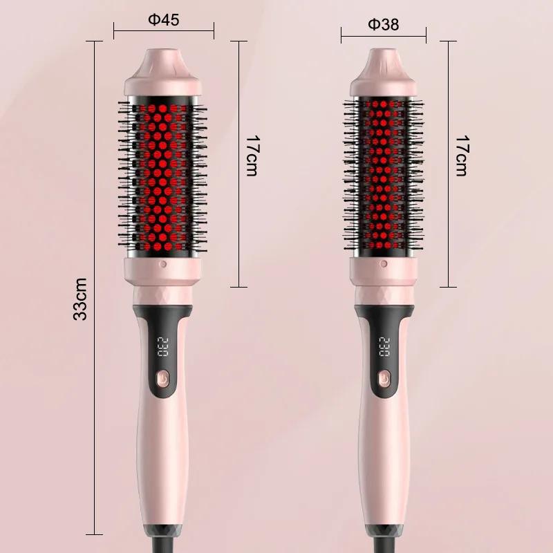 Brosse thermique infrarouge en céramique, fer à friser chauffant, brosse ronde de 45 mm, fer à frise