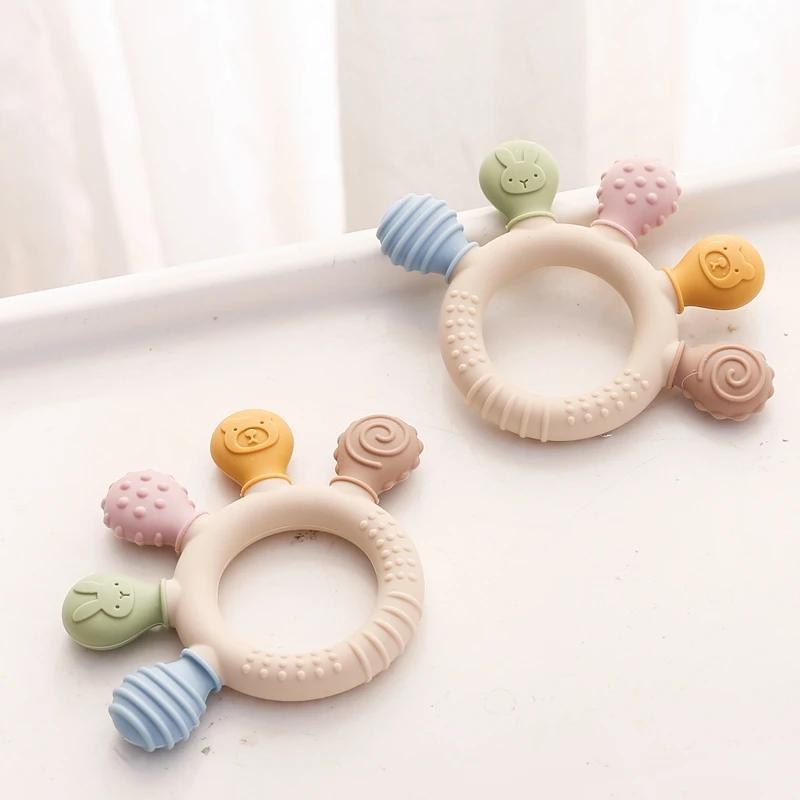 Anneau de dentition en silicone sans BPA pour bébé, jouets TeWindsor pour tout-petit, cadeaux pour b