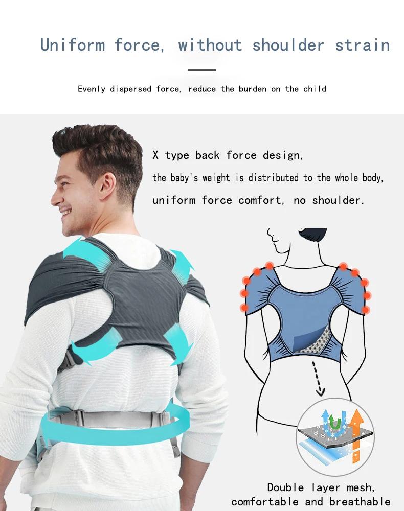 Écharpe réglable pour nouveau-né en maille d'air respirant avec siège hipseat confortable