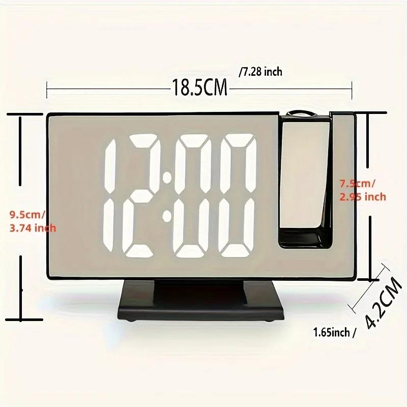 Réveil de projection multifonctionnel miroir, 1 pièce, horloge lumineuse intelligente, horloge de pr