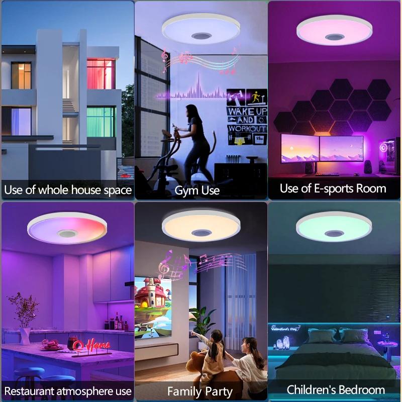 Plafonniers intelligents LED RGB APP télécommande gradation éclairage domestique moderne lumière mus