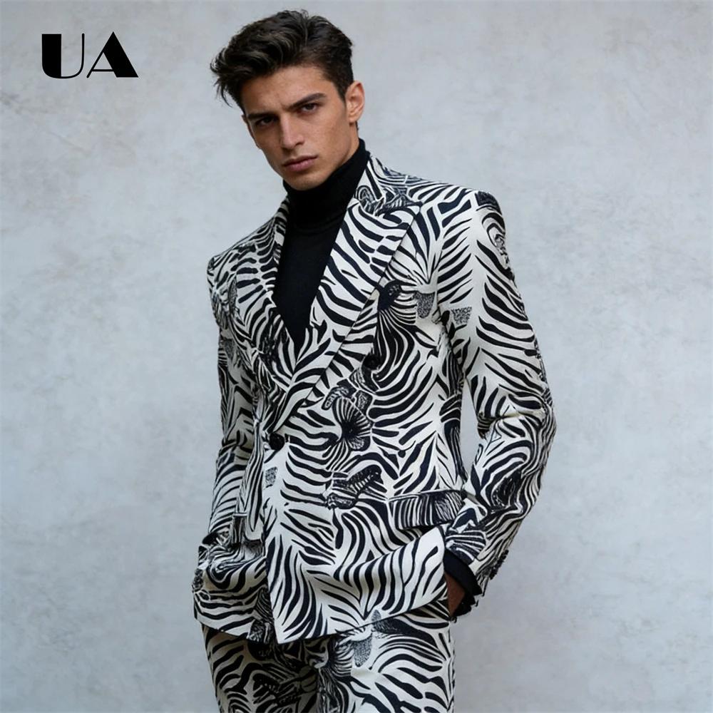 Costume deux pièces imprimé zèbre, costume formel 2 pièces pour hommes pour bal de promo, Costume de