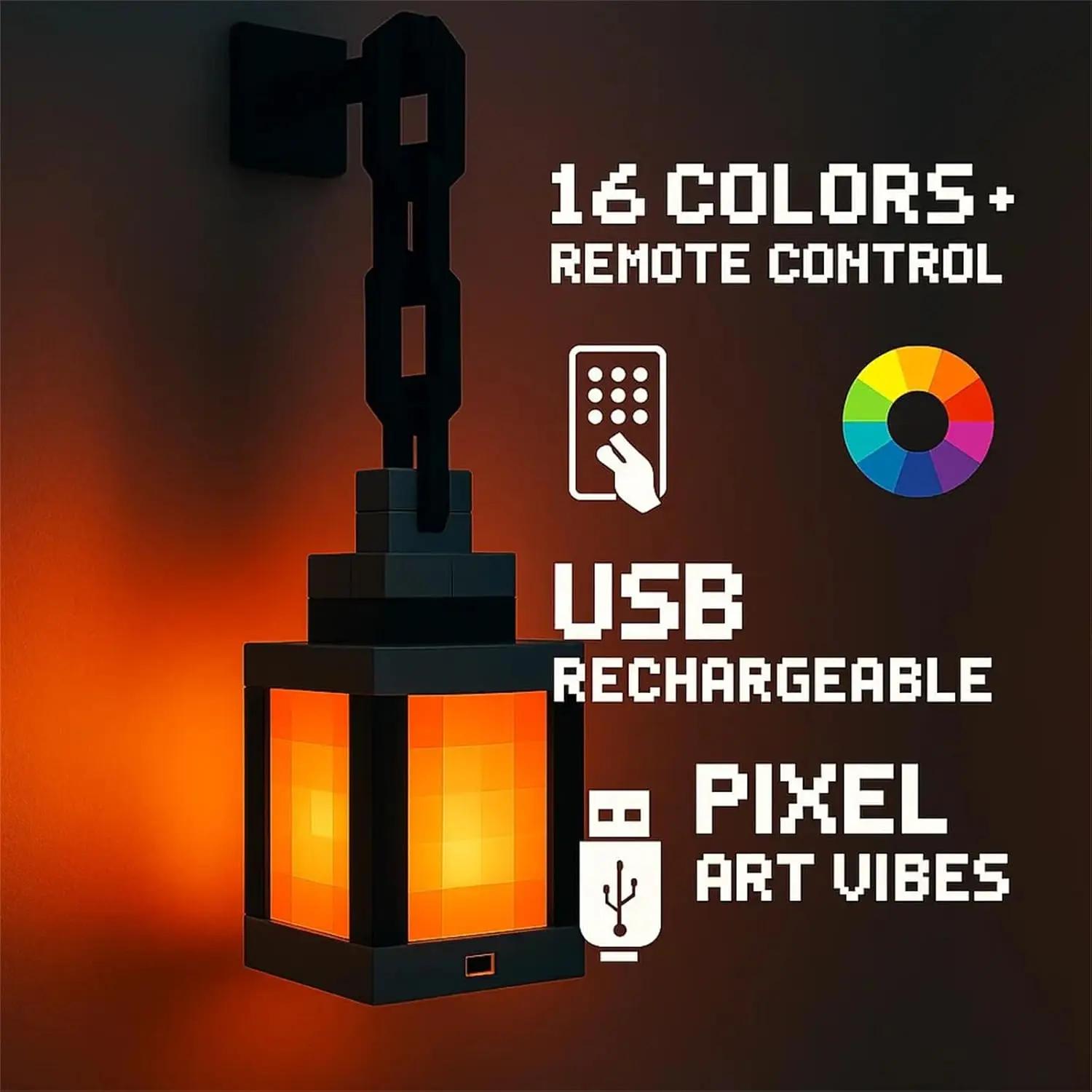 Lanterne Portable Style Pixel, ornement de table, 16 couleurs, décoration intérieure, lumière d'ambi