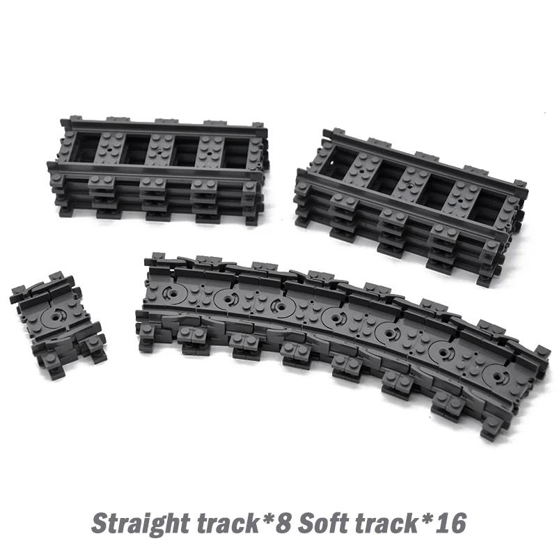 Trains de ville pistes flexibles bifurcées droites incurvées rails souples interrupteur de piste blo