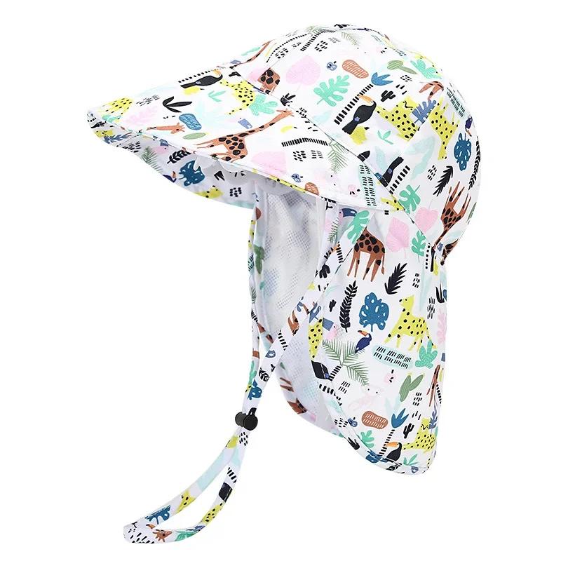 Nouveau Panama été bébé seau chapeau pour garçons filles dessin animé respirant maille enfants plage