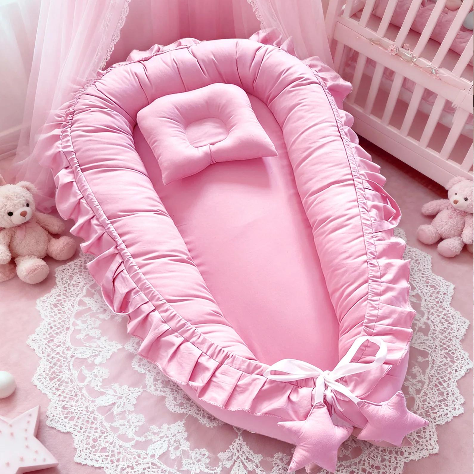 Nid de lit en coton pour nouveau-né, couffin à volants, lit de voyage, chaise longue Portable, berce