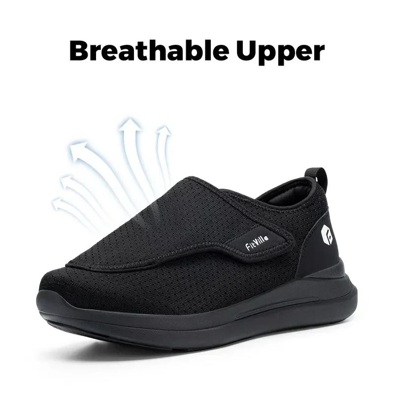 FitVille Extra Large 2E Hommes Chaussures Diabétiques Pour Les Personnes Âgées Orthopédie Pieds Gonf