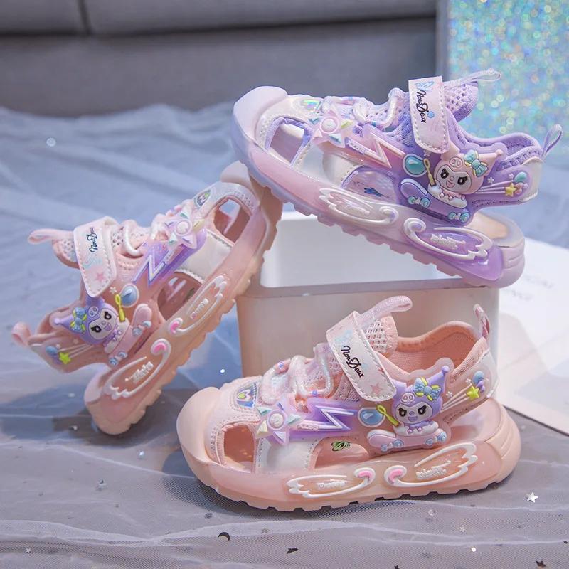 Sandales pour enfants, chaussures de plage en maille Kuromi, chaussures d'été pour filles, antidérap