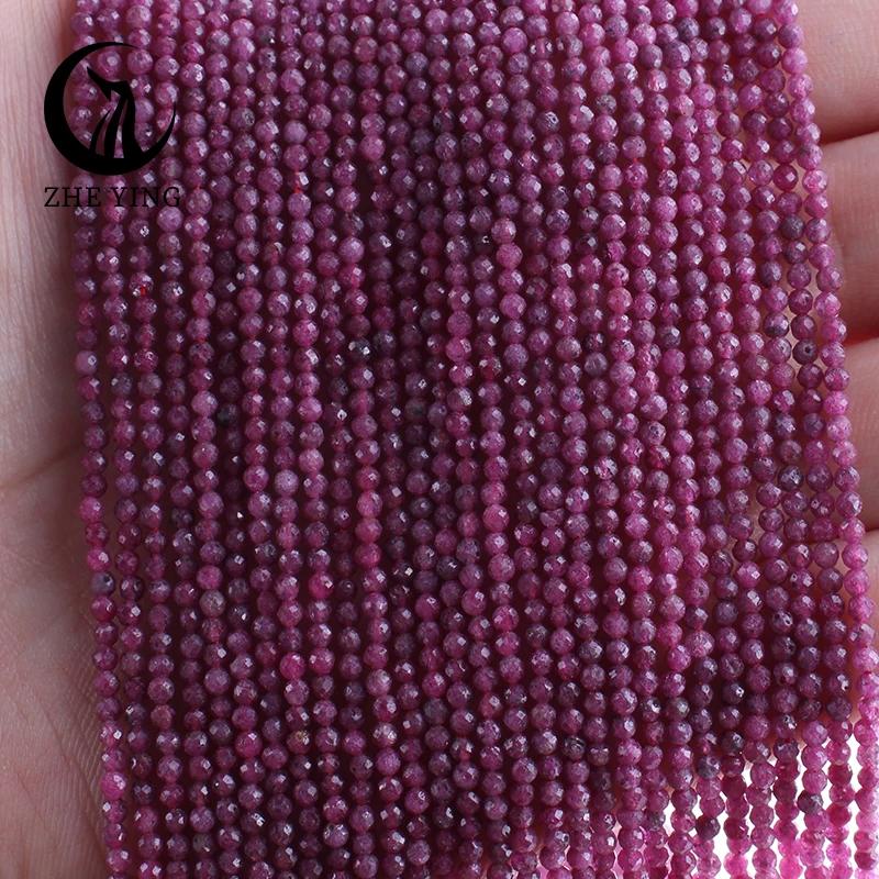 5 brins de perles de pierre naturelle facettées de 2 mm (rubis, améthyste, angelite) avec trou, peti