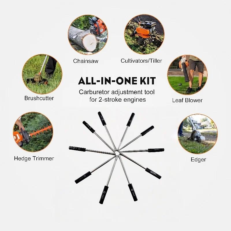 Kit d'outils de réglage du carburateur 10 pièces pour moteurs à 2 temps – Compatible avec les tronço