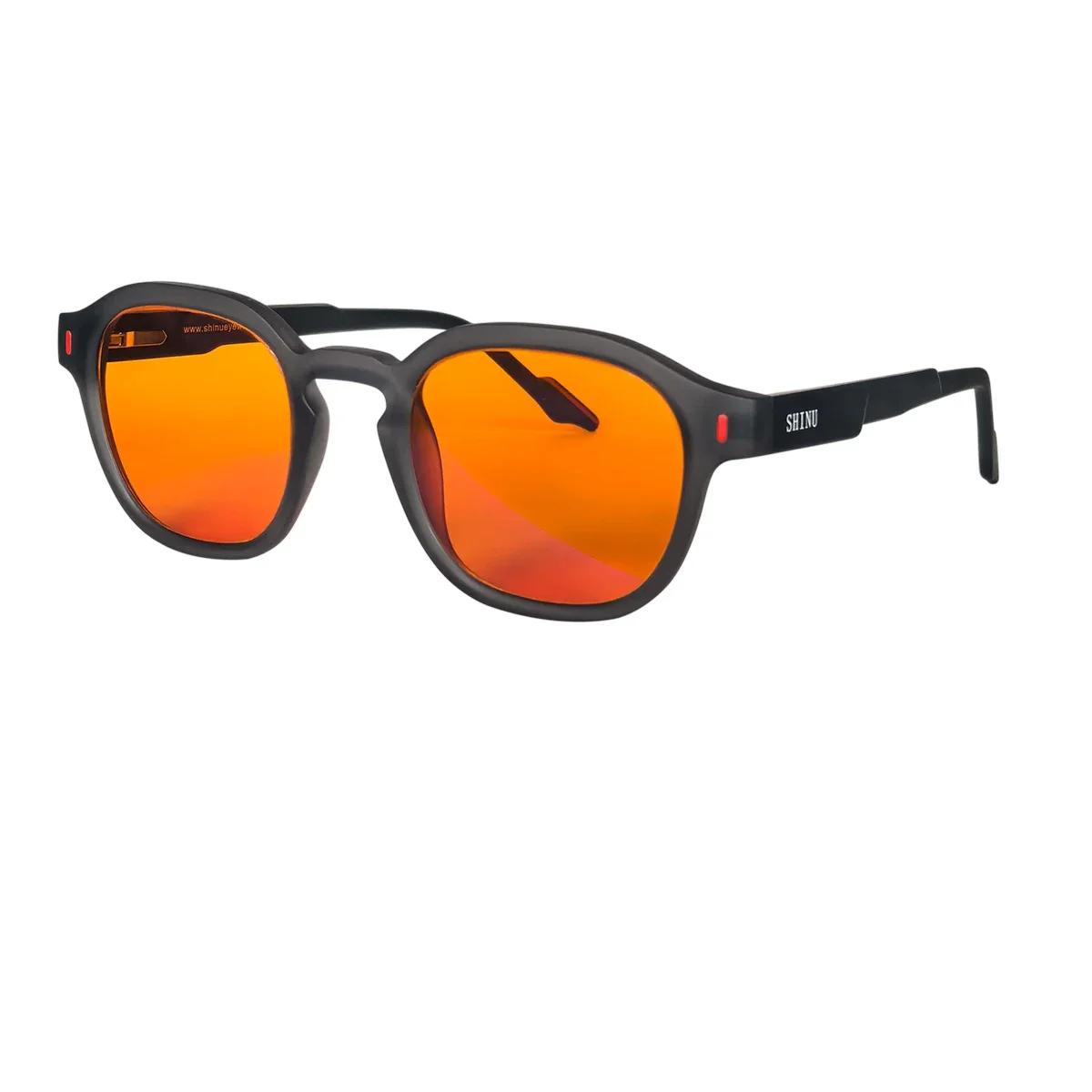 SHINU sommeil meilleurs lentilles rouges lunettes à filtre de lumière bleue pour hommes oculaires or