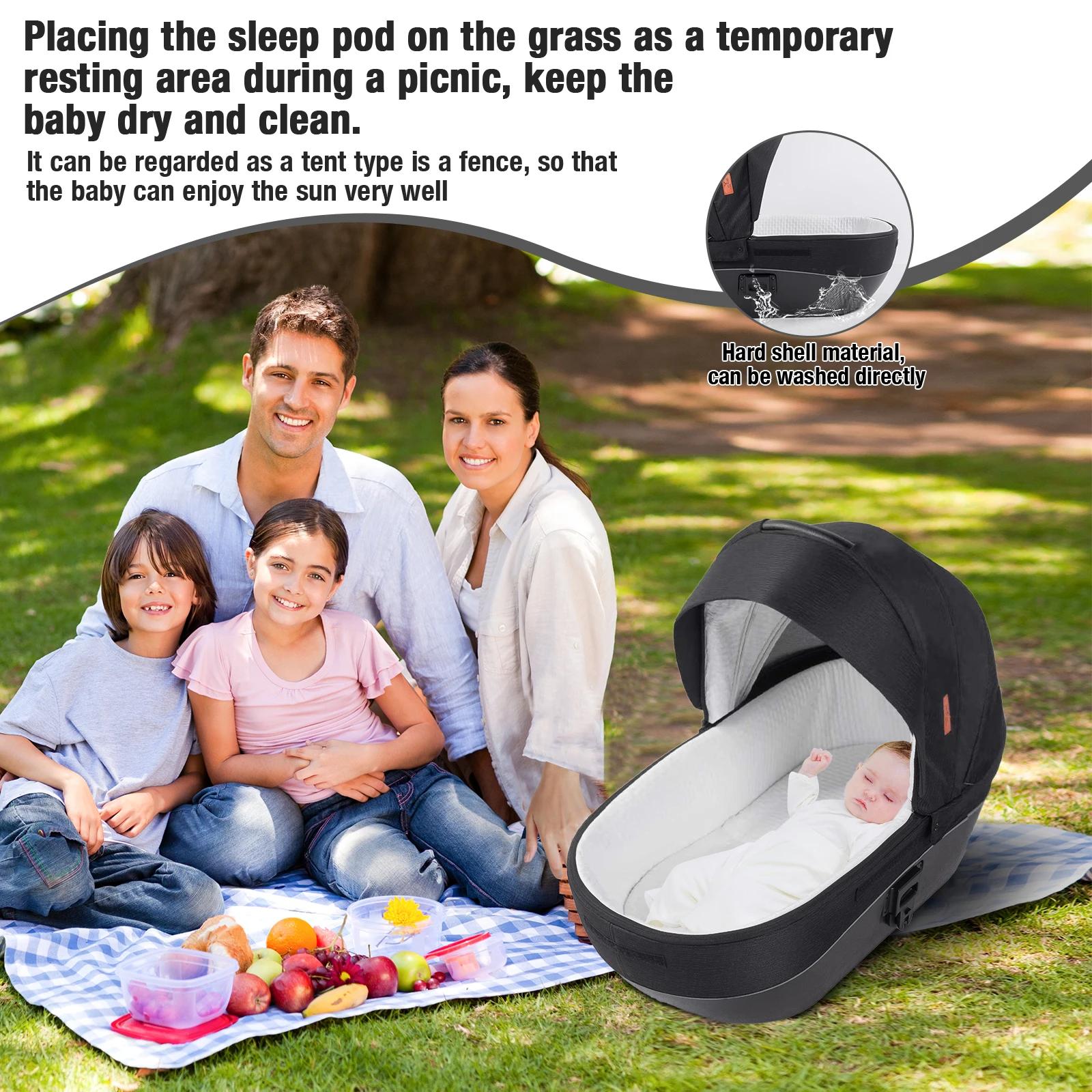 Poussette Bébé 4 en 1 Système de Voyage 3 en 1 Set avec Nacelle Siège Auto et Siège Optionnel Full S
