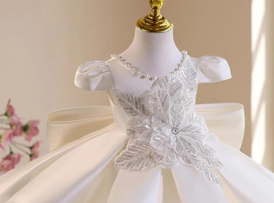 KLFLGD robe de mariée blanche magnifique élégante robe de danse en satin haut de gamme robe de fête