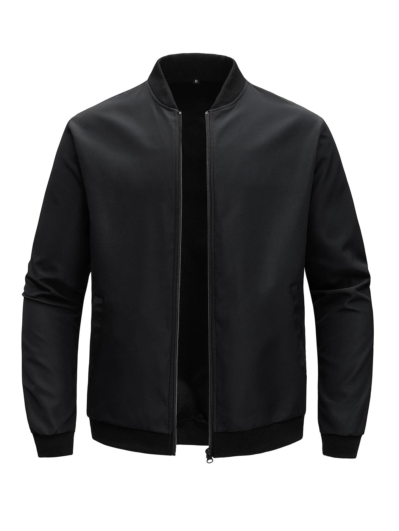 Veste courte ample à col de Baseball pour hommes, couleur unie, manteau fin décontracté d'affaires,