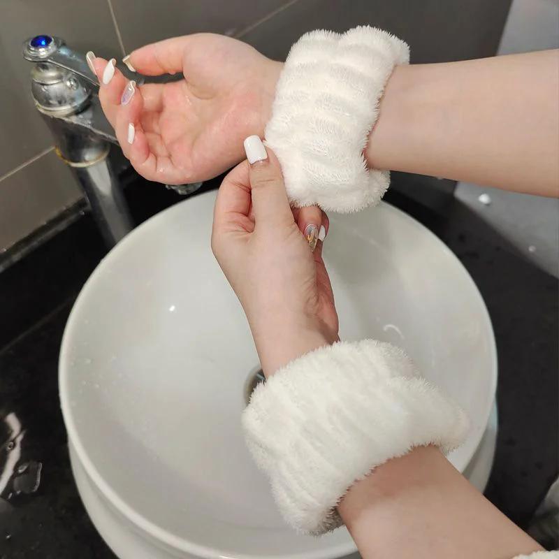 Mode 2 pièces une paire lavage du visage et du poignet bande absorber l'eau sueur essuyage Bracelet