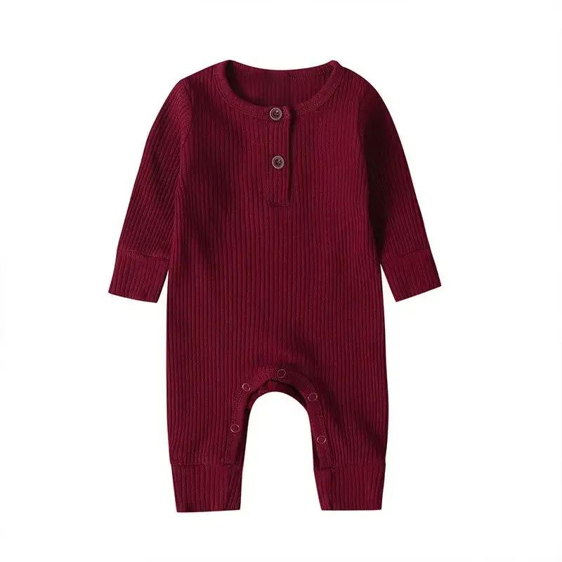 Printemps automne nouveau-né bébé garçons filles à manches longues côtelé coton barboteuse combishor