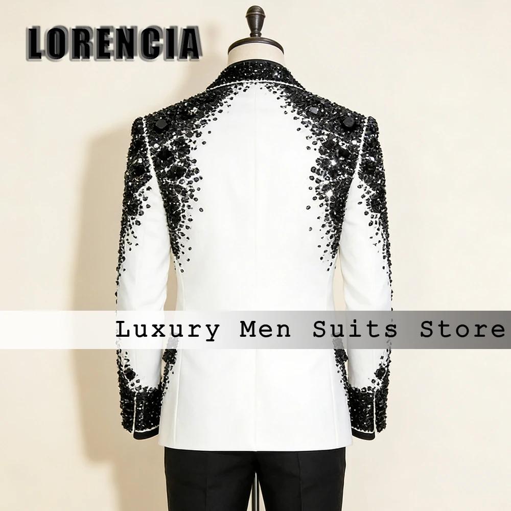 Costumes simples en tissu diamant pour hommes, ensemble de smoking de mariage à double boutonnage 2