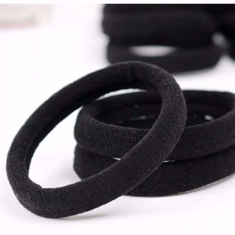 Bandes de cheveux noires pour femmes et filles, chouchous en caoutchouc à haute élasticité, porte-qu