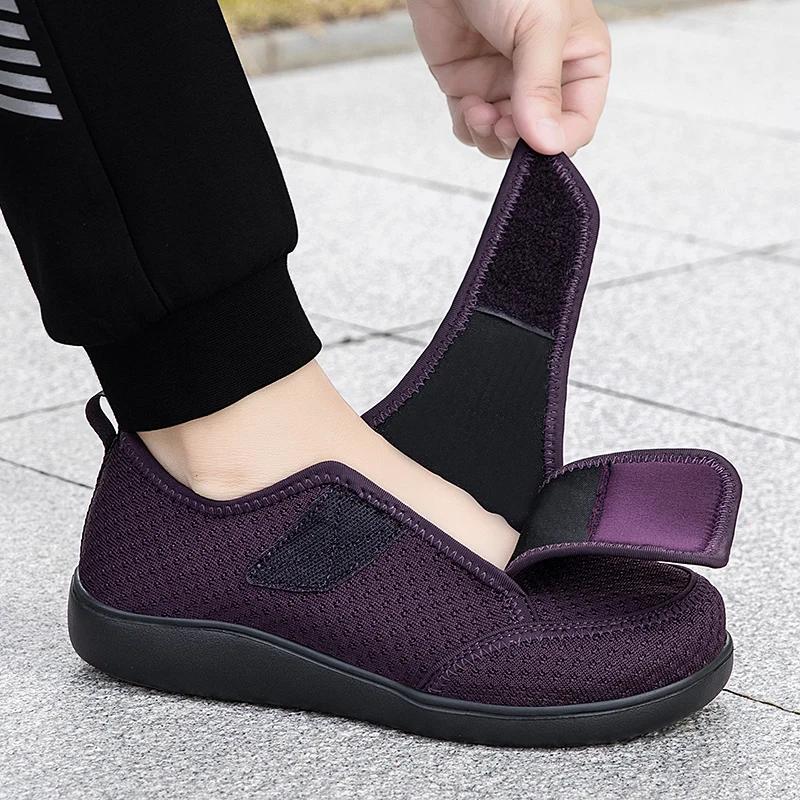Chaussures pour diabétiques réglables unisexes, orthopédiques médicales pour pieds larges et gras, p