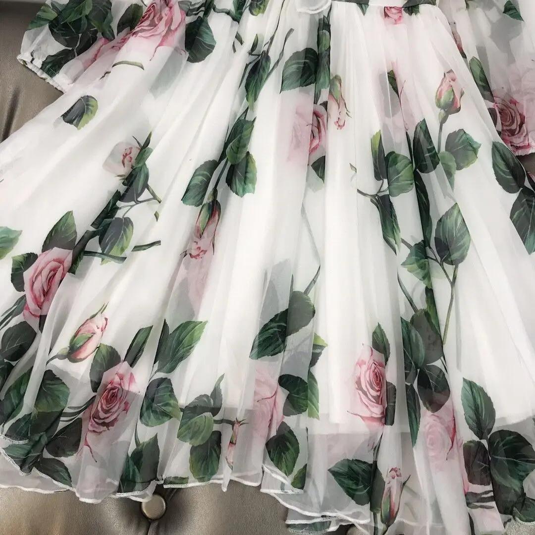 Robe de princesse à fleurs en soie pour enfants, robe de grande fille avec étiquette, simulation de