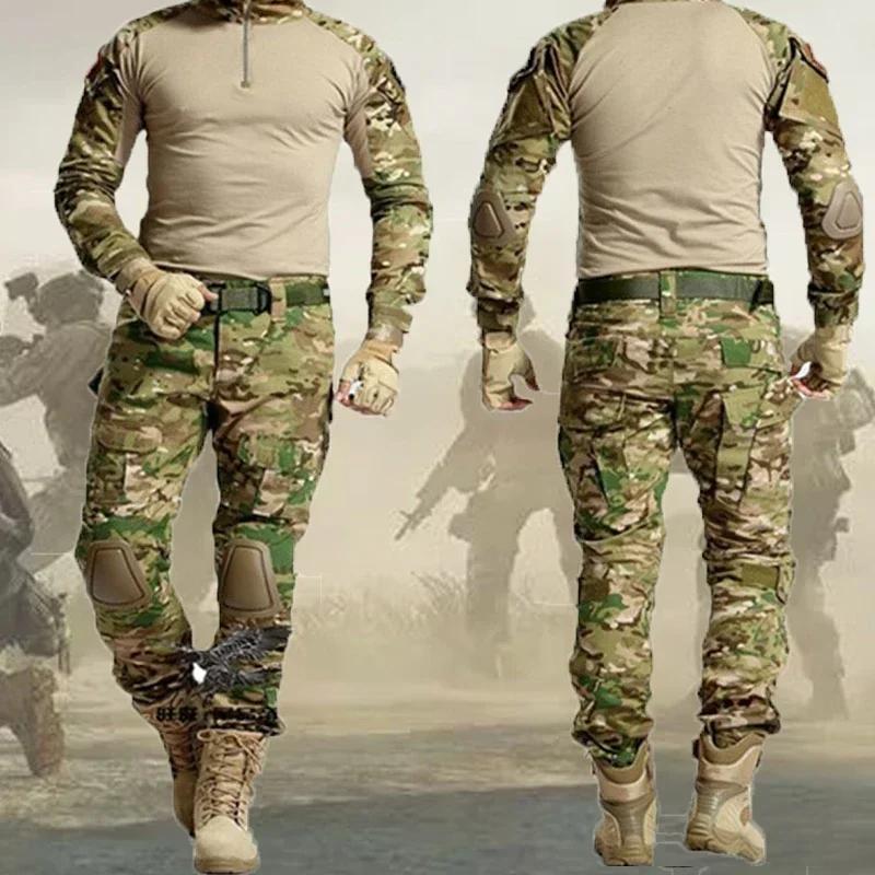 Uniforme tactique militaire pour hommes, chemises de combat camouflage, pantalons cargo, ensembles p