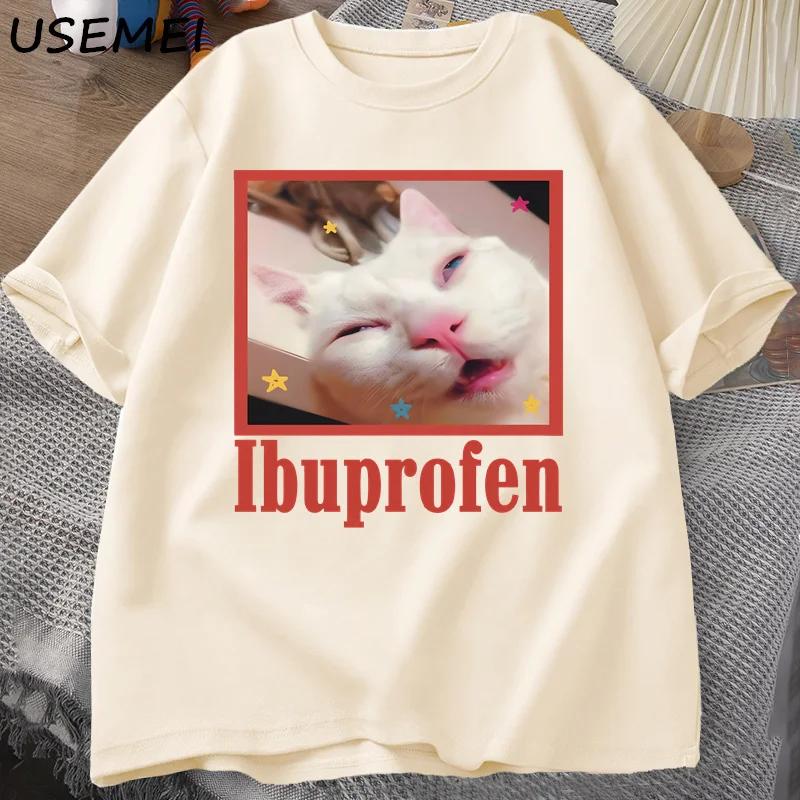 Ibuprofen chat Meme T-Shirt drôle chat graphique T-Shirt mignon chat amant coton T-Shirt décontracté