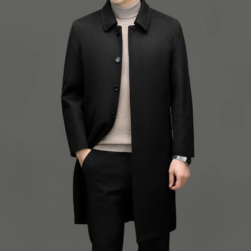 Manteaux en cachemire haut de gamme et à la mode pour hommes pour l'automne et l'hiver, vestes à rev