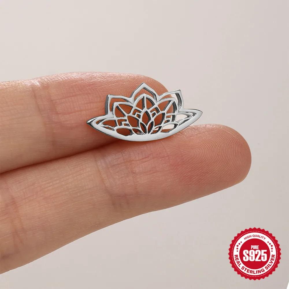 ROXI 1 PC 925 en argent Sterling 1 pièce brillant creux Lotus Piercing boucles d'oreilles pour femme