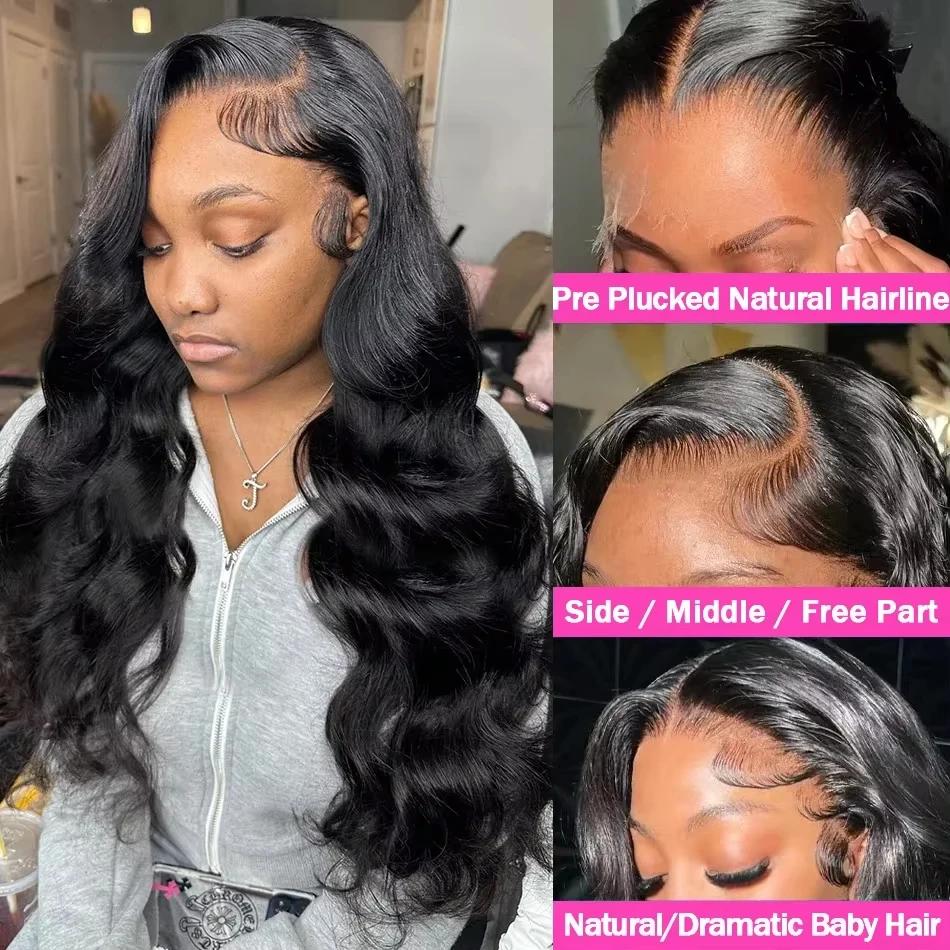 Perruque Lace Front Wig Body Wave naturelle bouclée, cheveux humains, HD, sans colle, 13x6, 13x4, ad