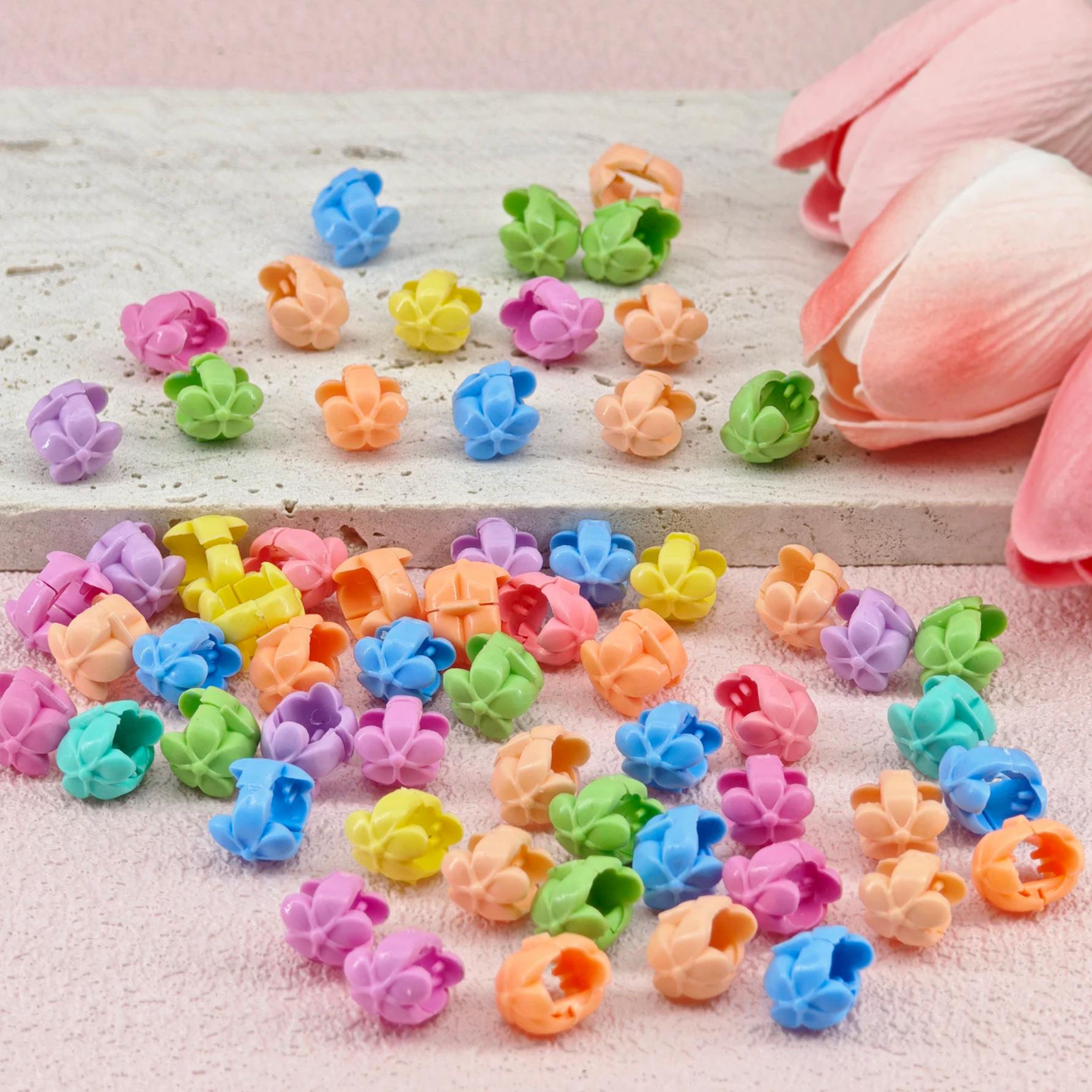 60 pièces tresses de cheveux perles chapeaux mignon bonbons couleurs plastique été pinces à cheveux