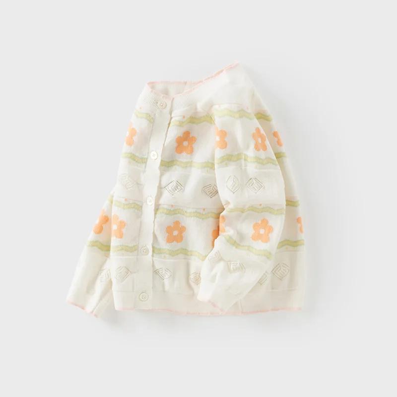 MACSpring-Cardigan en tricot floral pour filles, pull pour enfants, pull pour bébé, haut décontracté