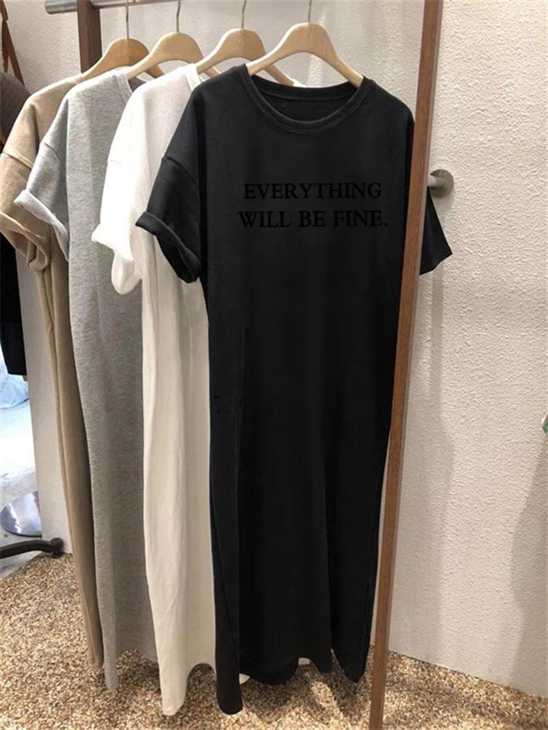 Robe d'été fine, grande taille, ample, manches courtes, pour femmes, nouvelle lettre imprimée, Simpl