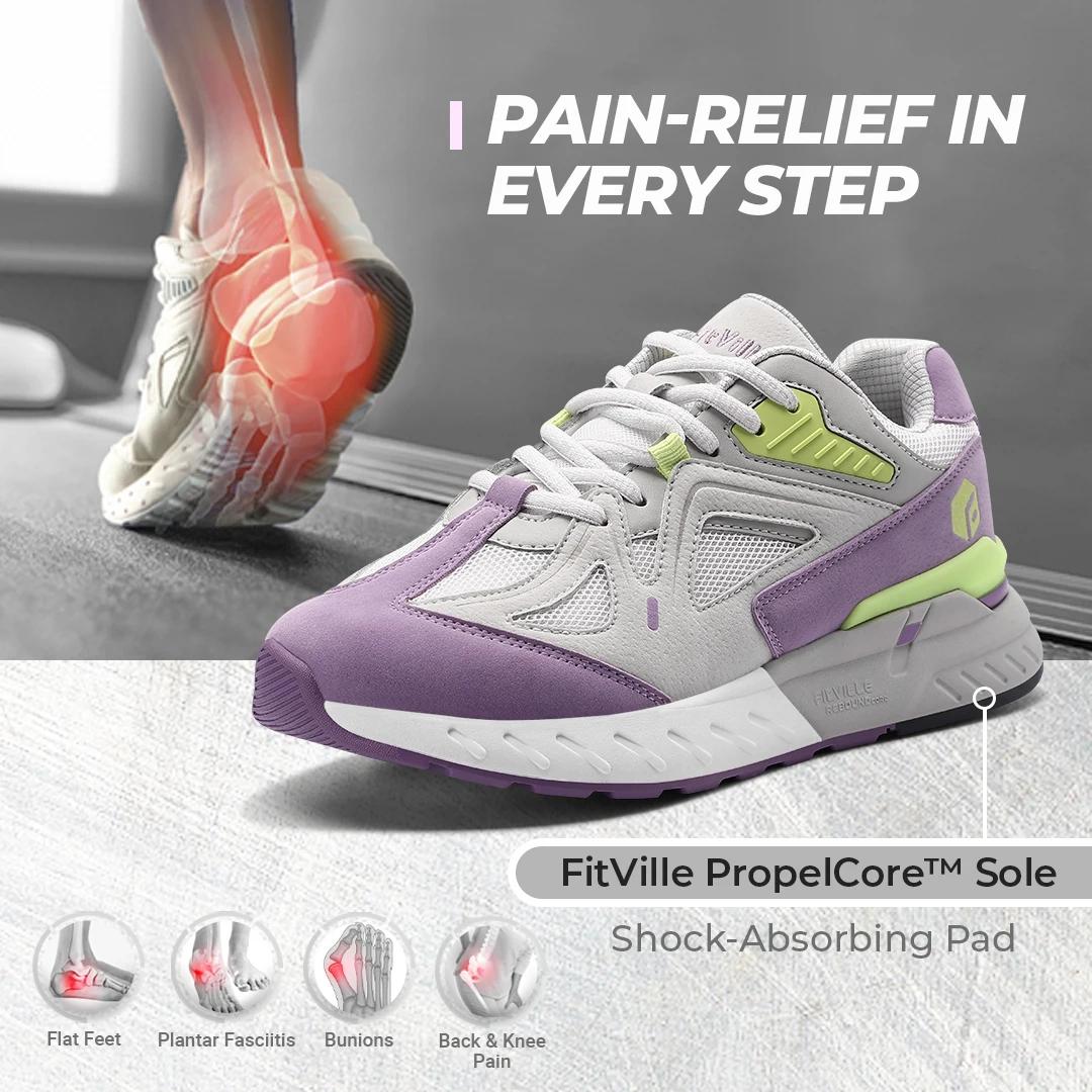FitVille chaussures de marche Extra larges pour femmes baskets légères à large largeur pour pied pla