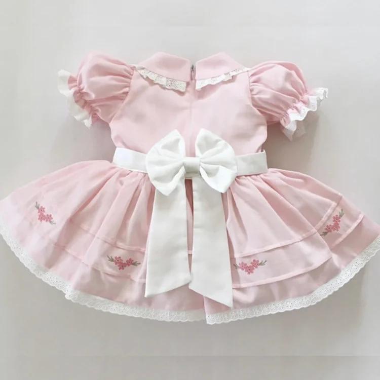 0-12Y bébé fille été rose fleur broderie turc Vintage princesse rose robe pour anniversaire vacances