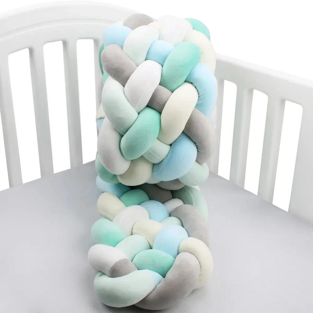 Pare-chocs CPull pour bébé, lit pour bébé, nouveau-né autour de coussin, tresse, décoration de lit,