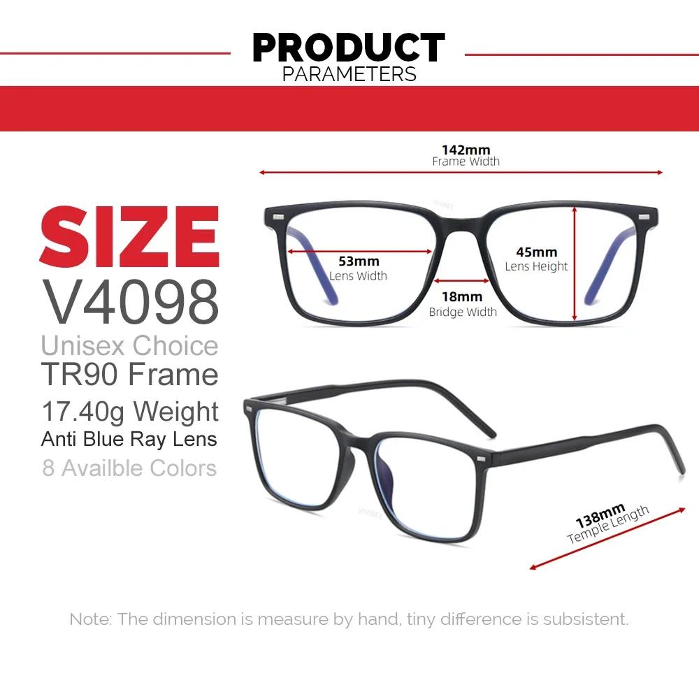 VIVIBEE 2026 Lunettes anti-lumière bleue carrées pour hommes, monture légère TR90, lunettes anti-ray