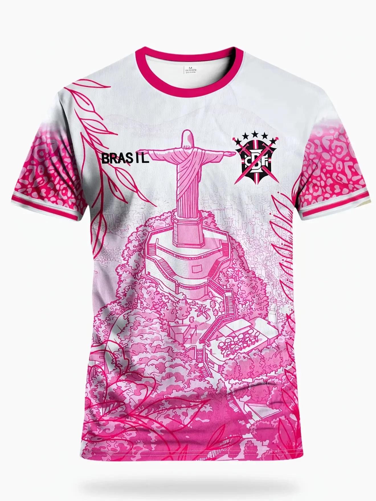 Nouveau T-shirt de football brésilien pour hommes, sport de plein air, quotidien, col rond, manches
