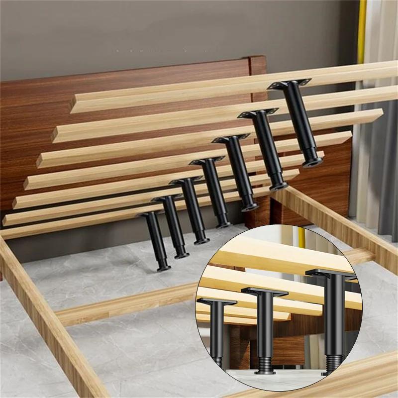 Support de lit réglable télescopique noir, 1 pièce, pied de meuble en plastique renforcé, pied de ca