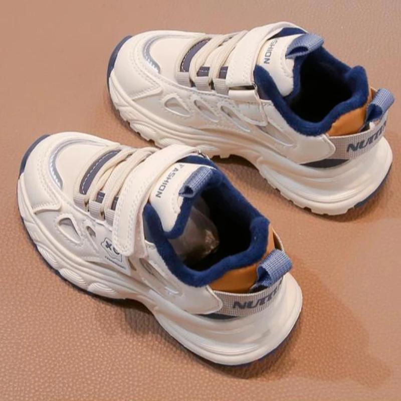 Baskets d'hiver pour enfants, chaussures de sport chaudes doublées de polaire, antidérapantes, semel