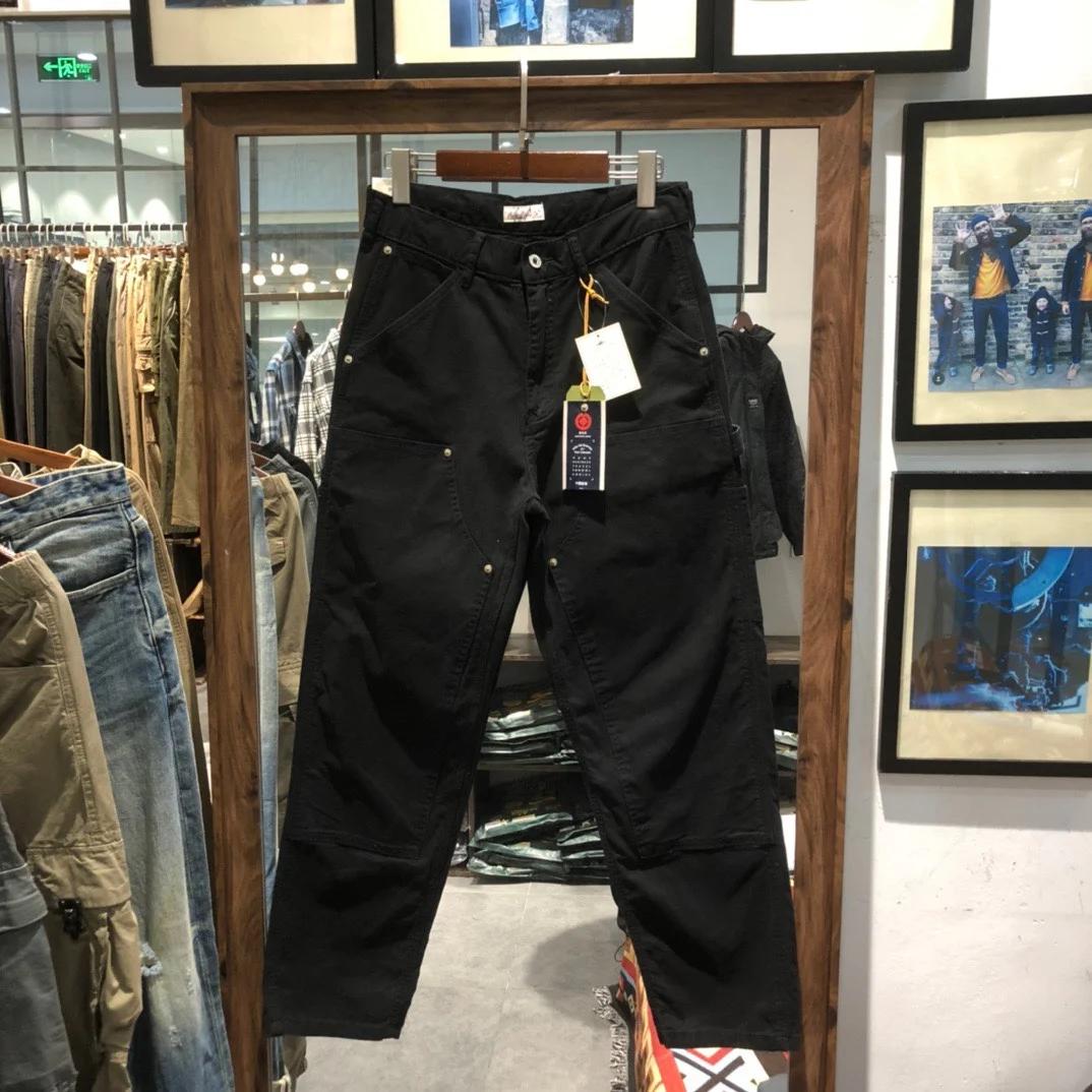 Poches lourdes coton hommes pantalon rétro américain décontracté dur gars en plein air mâle salopett