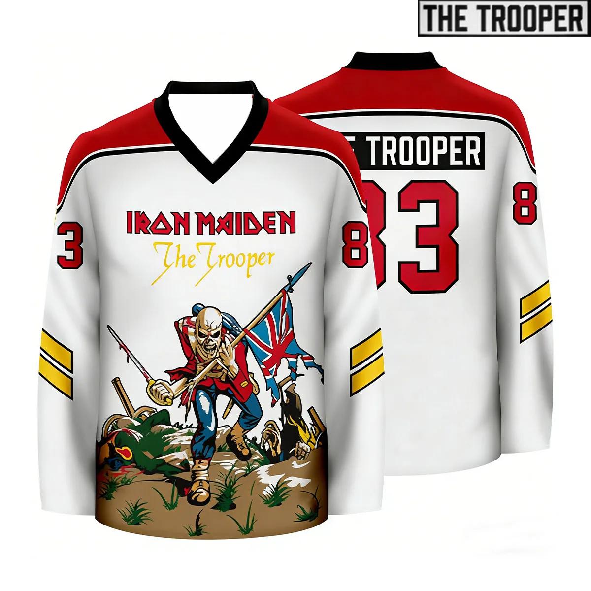 Maillot de hockey pour homme style Heavy Metal, inspiré d'Eddie Trooper, chemise de sport vintage st
