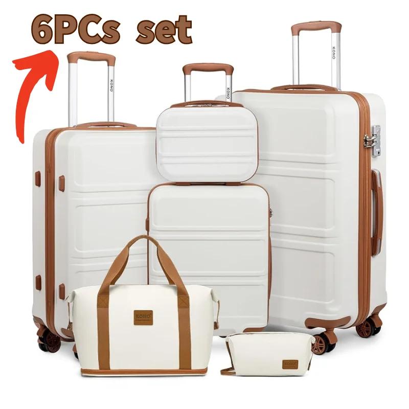 Valise trolley KONO ABS + PC 4 roues jumelles avec serrure TSA (2/4/6 pièces) – Coque rigide légère