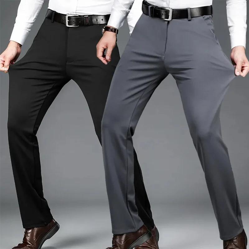 29-42 hommes été mince mode affaires costume décontracté pantalon pantalons longs hommes élastique m