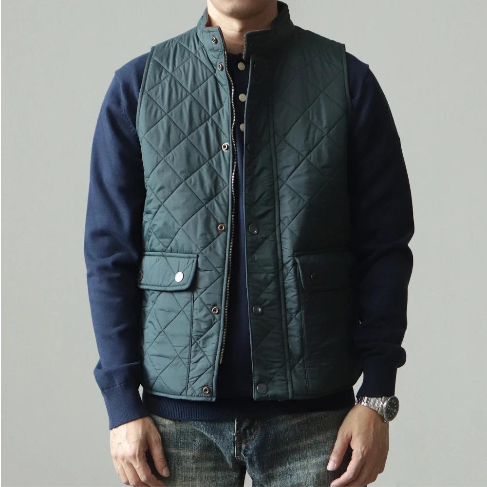 Réplique de gilet en coton matelassé pour hommes, rétro américain décontracté, couleur unie, col mon